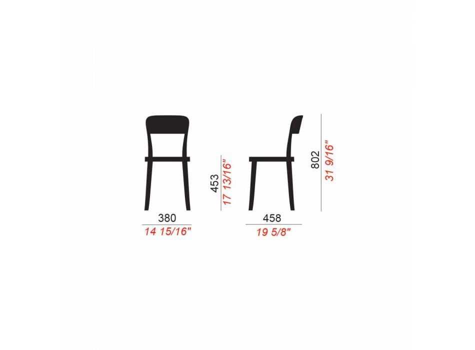 4 chaises d'extérieur empilables en polypropylène Made in Italy Design - Alexus