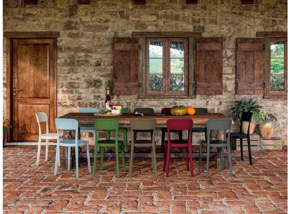 4 chaises d'extérieur empilables en polypropylène Made in Italy Design - Alexus