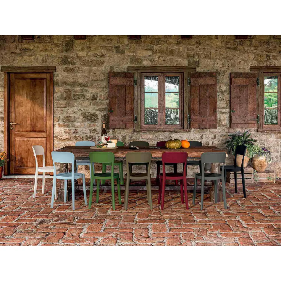 4 chaises d'extérieur empilables en polypropylène Made in Italy Design - Alexus Viadurini