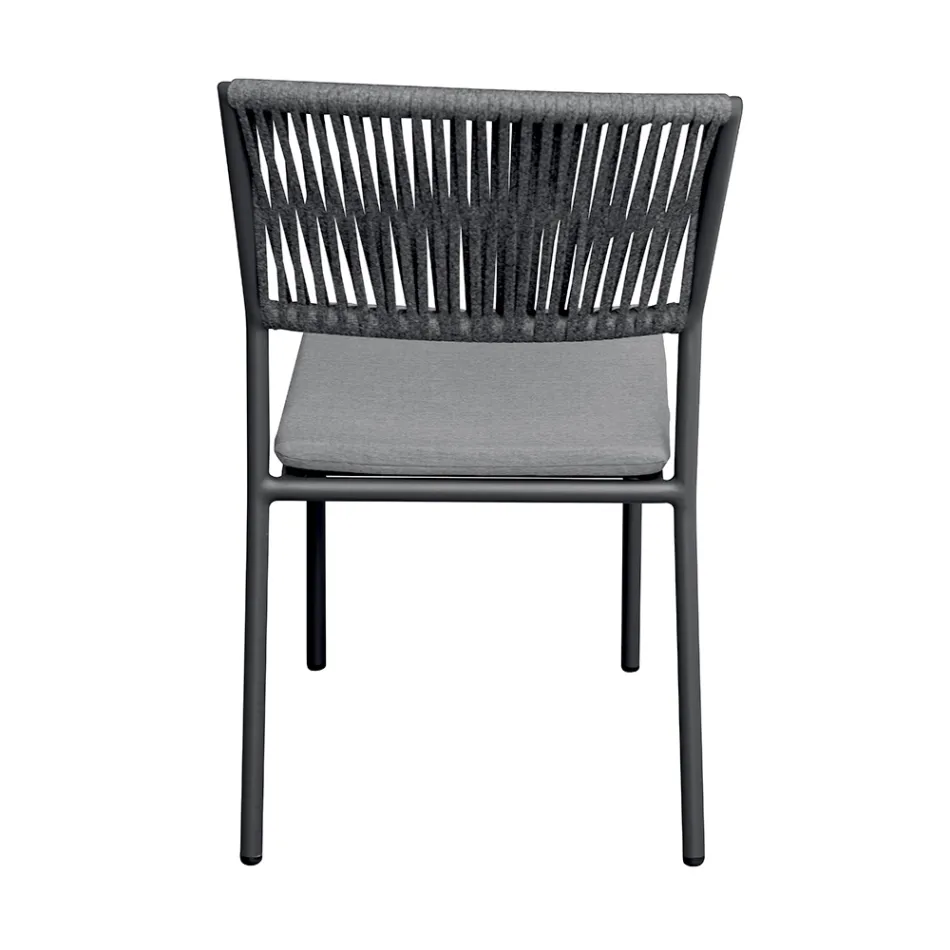 4 chaises de jardin empilables en aluminium et corde - Lunaris Viadurini