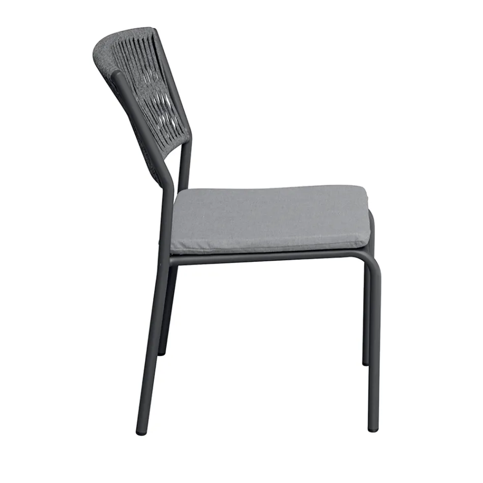 4 chaises de jardin empilables en aluminium et corde - Lunaris Viadurini