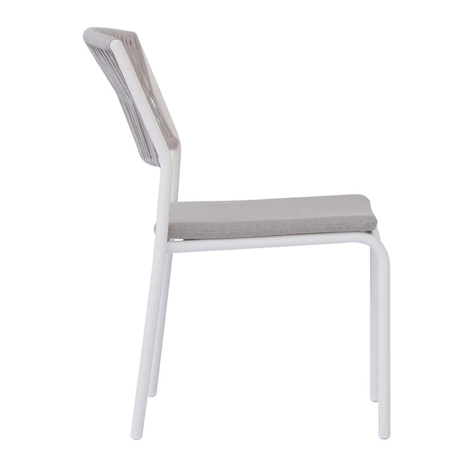 4 chaises de jardin empilables en aluminium et corde - Lunaris Viadurini