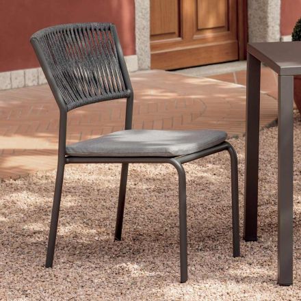 4 chaises de jardin empilables en aluminium et corde - Lunaris Viadurini