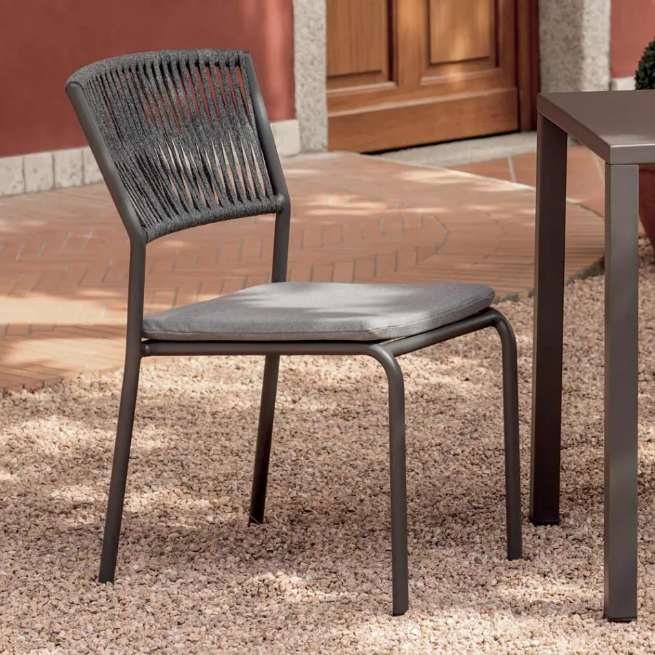 4 chaises de jardin empilables en aluminium et corde - Lunaris Viadurini