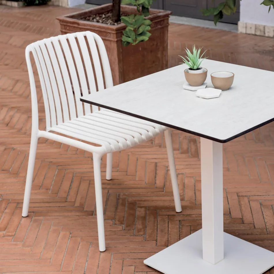 4 chaises de jardin empilables en polypropylène et fibre de verre - Orelia Viadurini