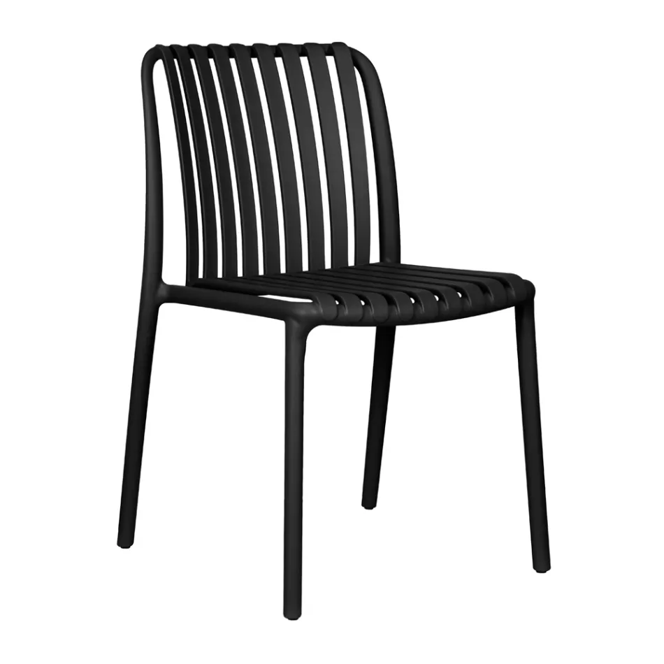 4 chaises de jardin empilables en polypropylène et fibre de verre - Orelia Viadurini