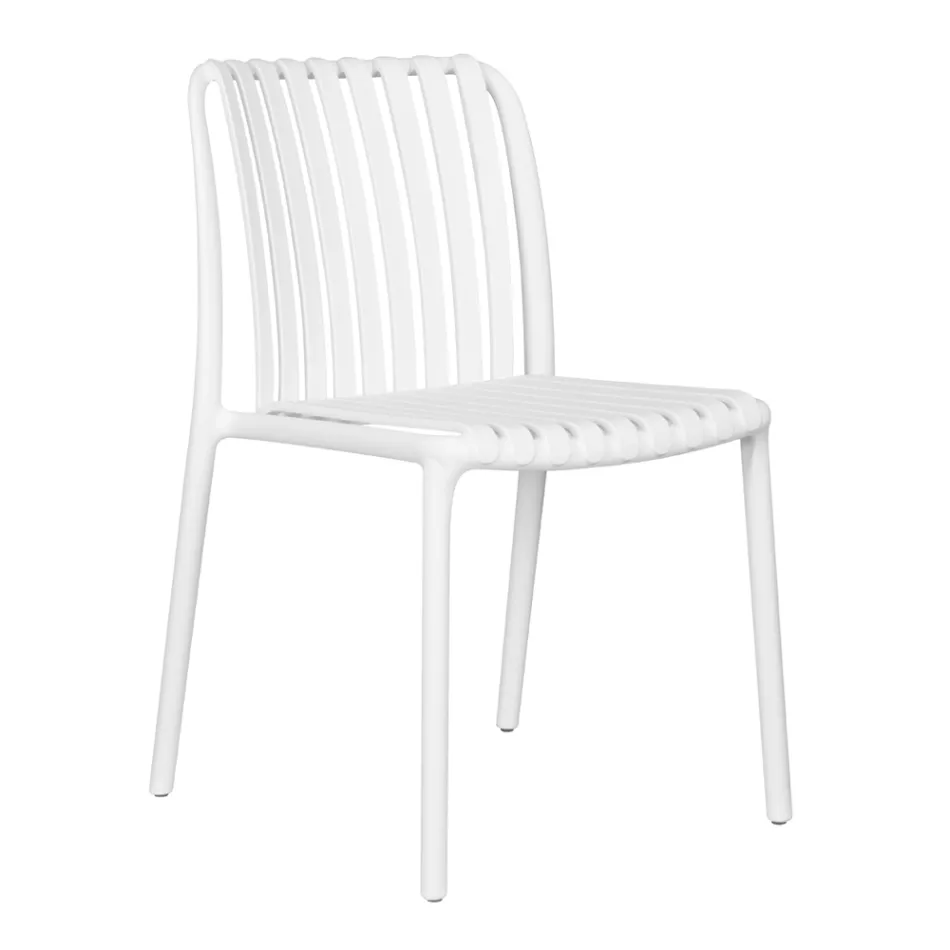 Lot de 4 chaises de jardin empilables en polypropylène et fibre de verre - Orelia Viadurini