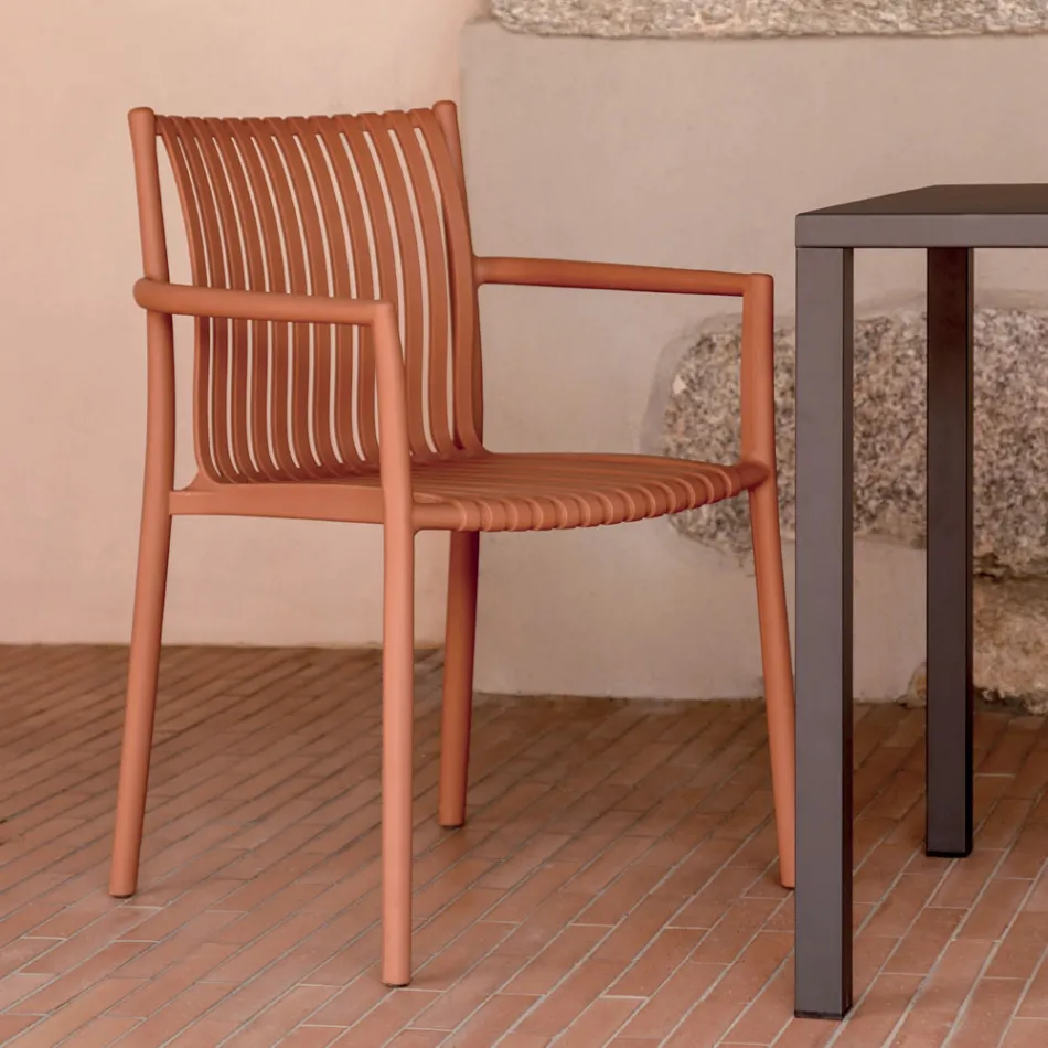 Lot de 4 chaises de jardin empilables en polypropylène résistant aux UV - Ondara Viadurini