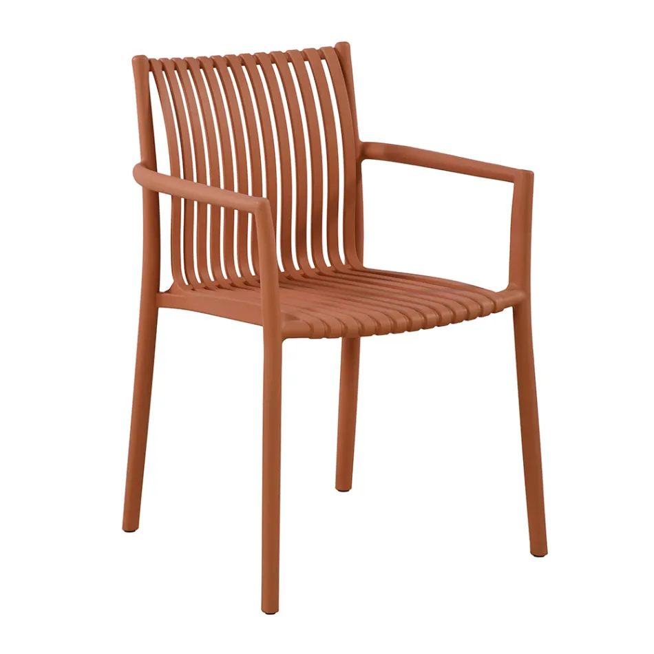 Lot de 4 chaises de jardin empilables en polypropylène résistant aux UV - Ondara Viadurini