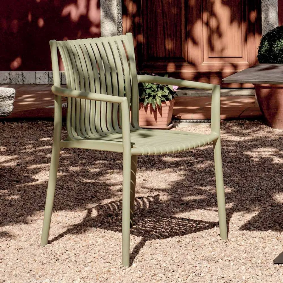 Lot de 4 chaises de jardin empilables en polypropylène résistant aux UV - Ondara Viadurini