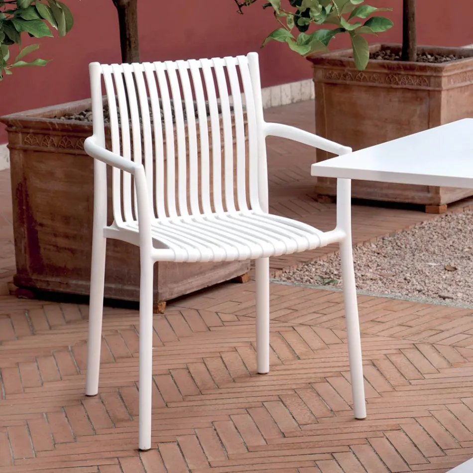 Lot de 4 chaises de jardin empilables en polypropylène résistant aux UV - Ondara Viadurini