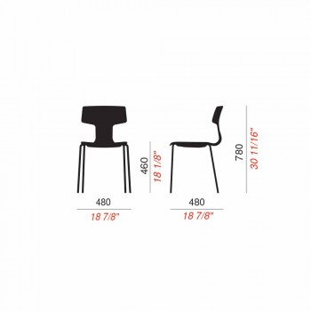 4 chaises empilables en métal et polypropylène fabriquées en Italie - Clarinda
