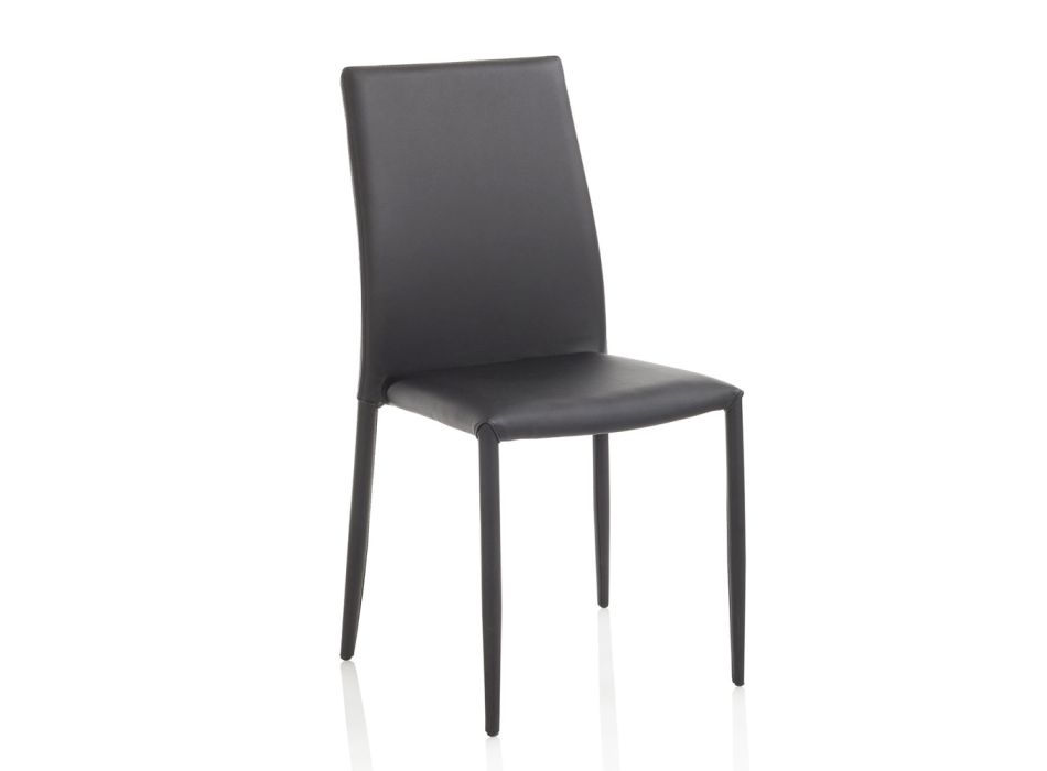 4 chaises en métal entièrement recouvertes de simili cuir - Rania Viadurini