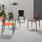 4 chaises en similicuir coloré et piètement en métal peint - Comédie Viadurini