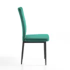 4 Chaises en Tissu Microfibre Effet Velours Vert et Métal Noir - Campania Viadurini