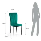 4 Chaises en Tissu Microfibre Effet Velours Vert et Métal Noir - Campania Viadurini