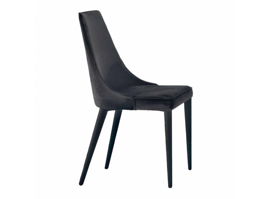 4 chaises modernes en acier avec assise rembourrée en velours fabriquées en Italie - Nirvana Viadurini