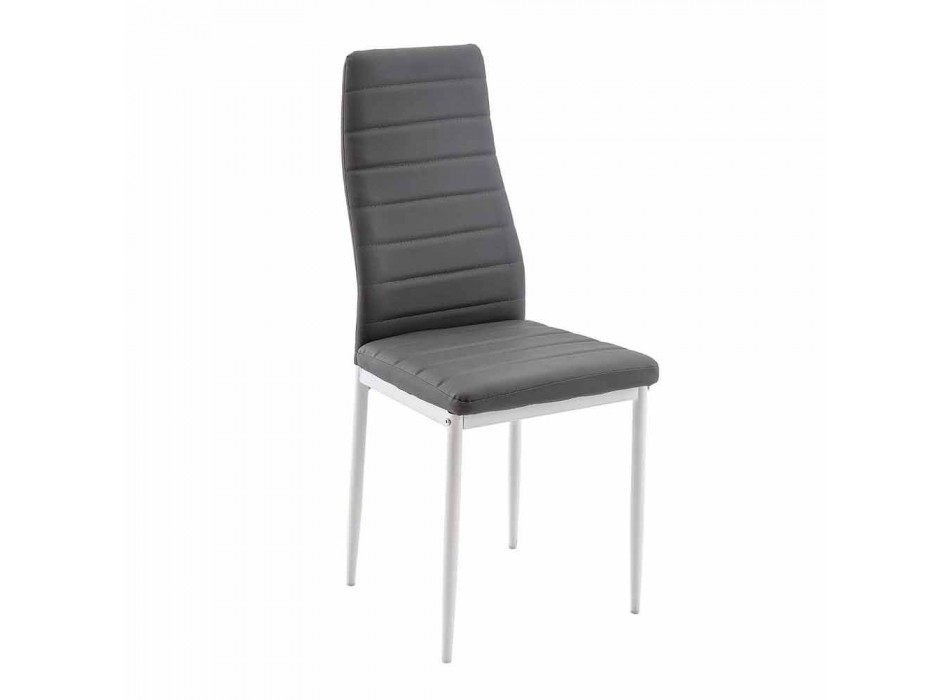 4 chaises de salle à manger modernes en simili cuir et pieds en métal - Spiga