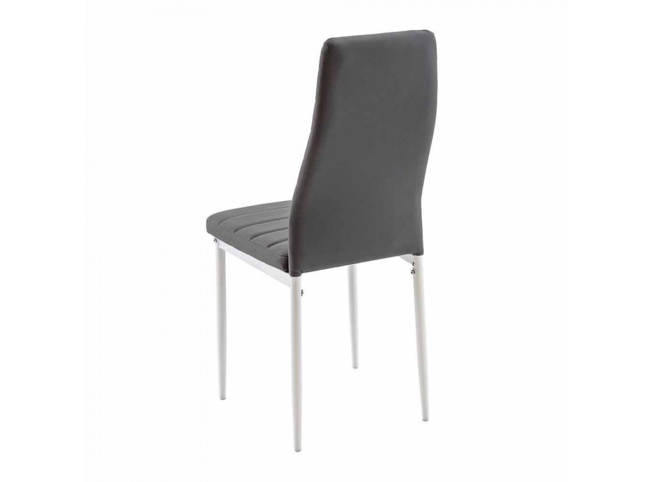 4 chaises de salle à manger modernes en simili cuir et pieds en métal - Spiga Viadurini