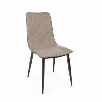 4 chaises modernes recouvertes de similicuir avec base en acier Homemotion - Daisa