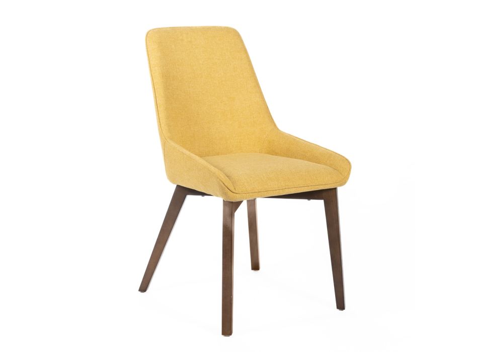 4 chaises pour le salon en tissu de différentes couleurs et bois - Vanille Viadurini