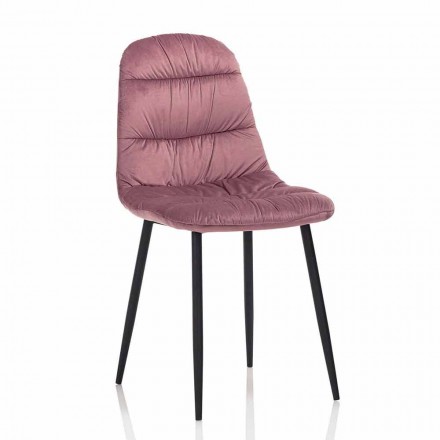 4 chaises de salle à manger en velours rose, gris ou aigue-marine - Ciga Viadurini