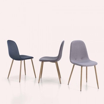4 chaises de salle à manger avec assise en tissu et structure en métal - Pampa