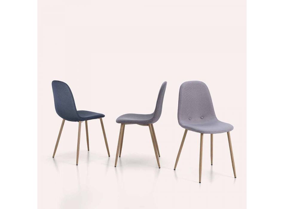 4 chaises de salle à manger avec assise en tissu et structure en métal - Pampa Viadurini