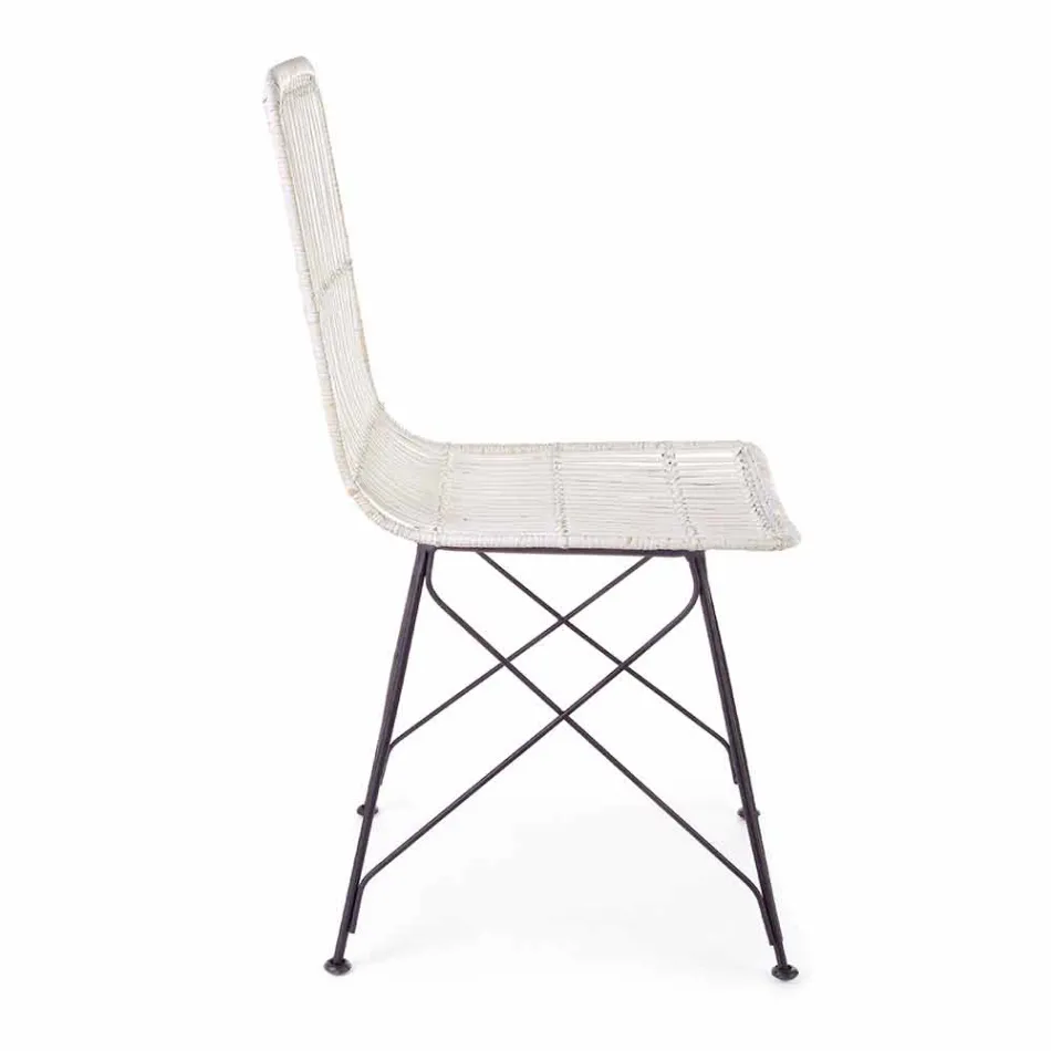 4 chaises de salle à manger en acier et tissage par Kubu Homemotion - Kendall Viadurini