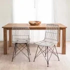 4 chaises de salle à manger en acier et tissage par Kubu Homemotion - Kendall Viadurini