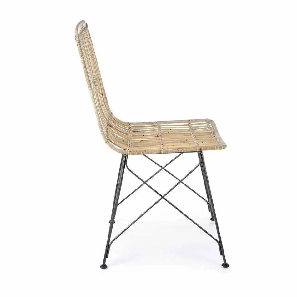 4 chaises de salle à manger en acier et tissage par Kubu Homemotion - Kendall Viadurini