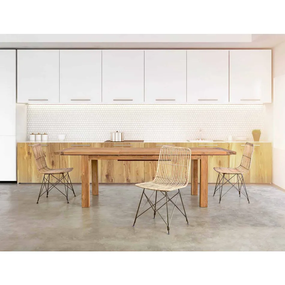 4 chaises de salle à manger en acier et tissage par Kubu Homemotion - Kendall Viadurini