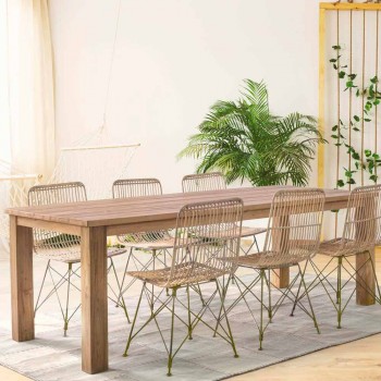 4 chaises de salle à manger en acier et tissage par Kubu Homemotion - Kendall