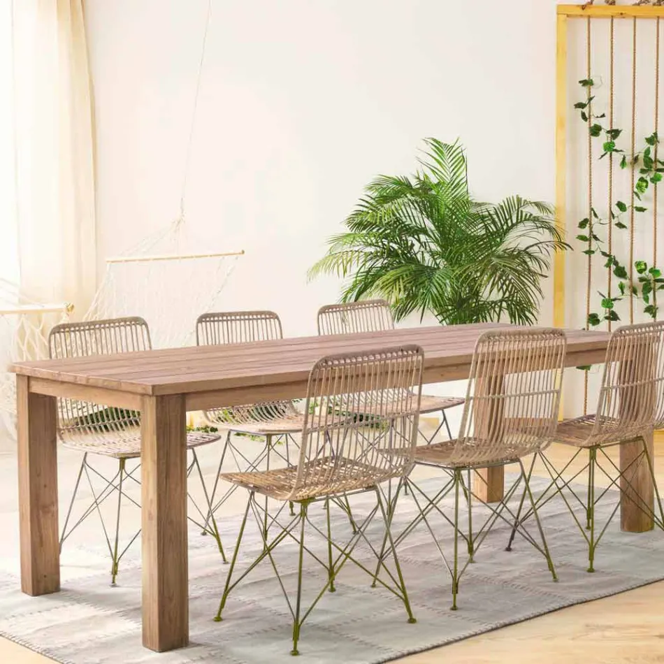 4 chaises de salle à manger en acier et tissage par Kubu Homemotion - Kendall Viadurini