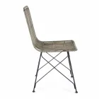4 chaises de salle à manger en acier et tissage par Kubu Homemotion - Kendall Viadurini