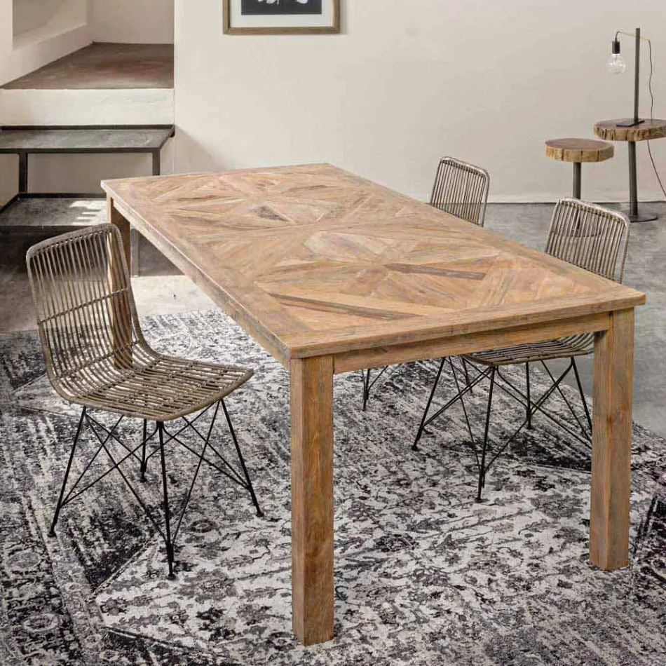 4 chaises de salle à manger en acier et tissage par Kubu Homemotion - Kendall Viadurini