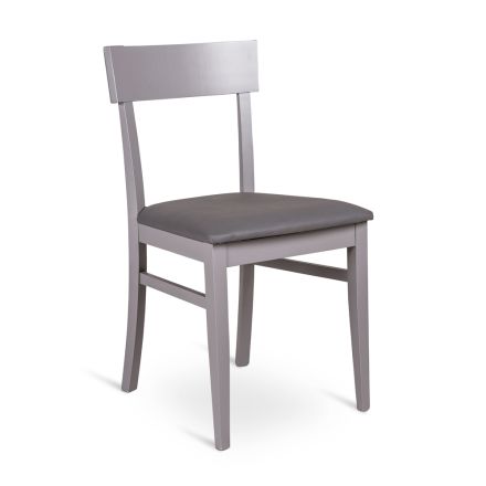 4 chaises réalisées avec assise en simili cuir, structure et pieds en bois laqué - Taikiri Viadurini