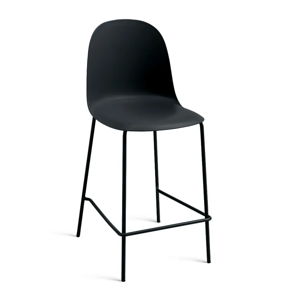 4 tabourets de salon en polypropylène et structure métallique - Dinamo Viadurini