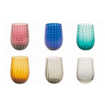 6 verres en verre colorés et modernes pour un service élégant de l'eau - Perse Viadurini
