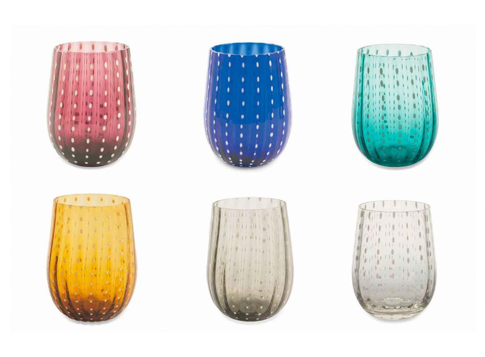 6 verres en verre colorés et modernes pour un service élégant de l'eau - Perse Viadurini