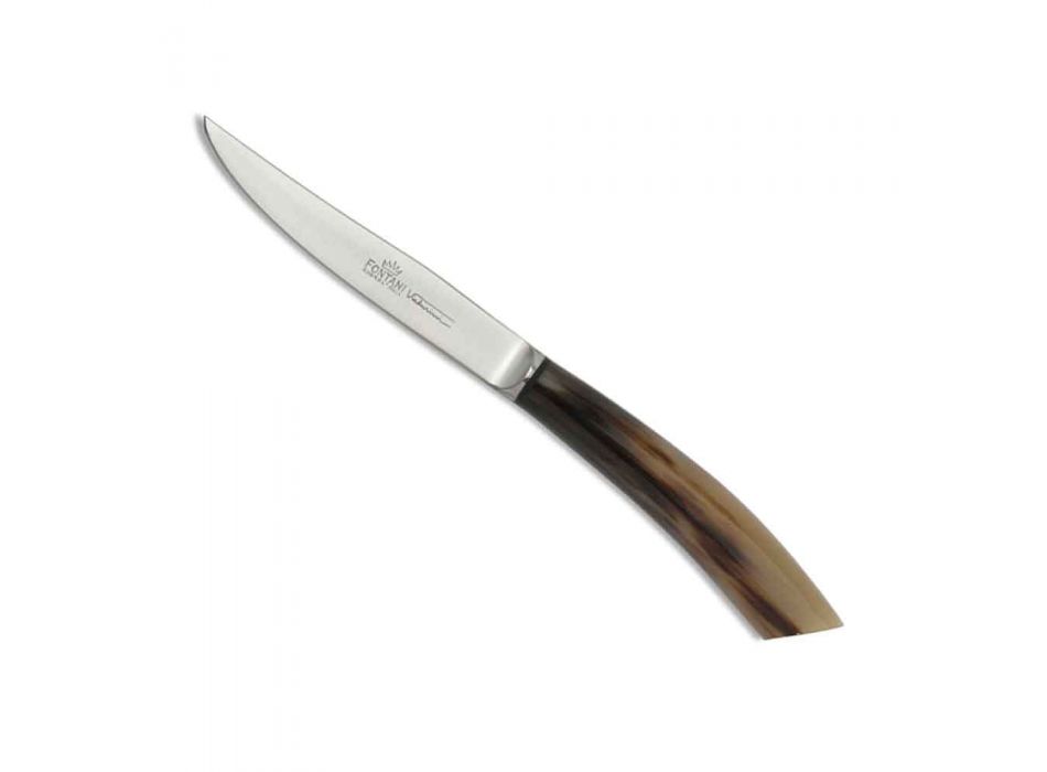 6 couteaux de cuisine artisanaux avec manche en corne de boeuf fabriqués en Italie - Marine Viadurini