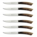 6 couteaux de cuisine artisanaux avec manche en corne de boeuf fabriqués en Italie - Marine