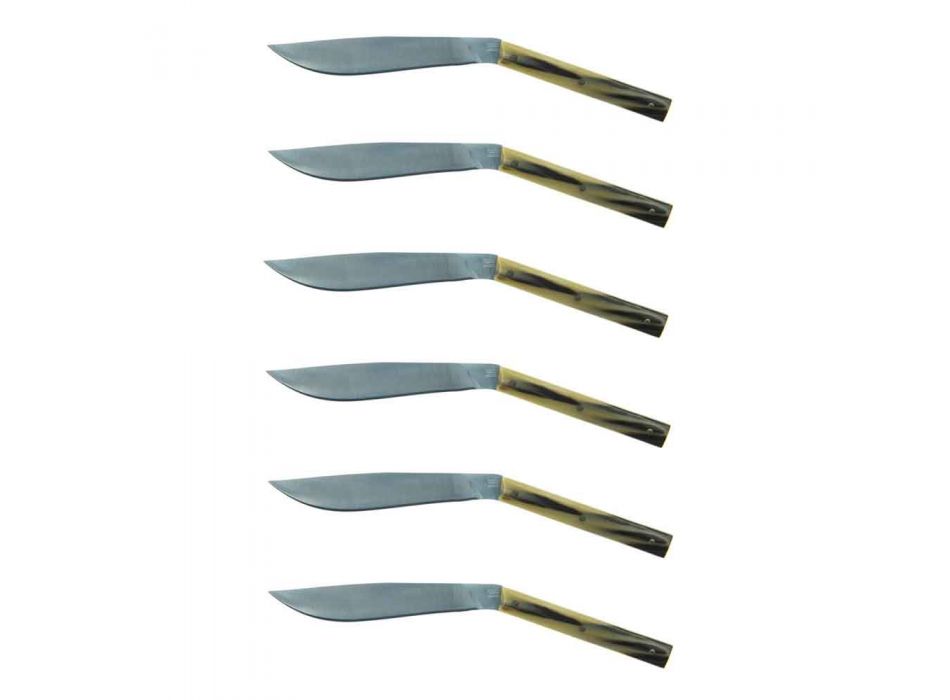 6 couteaux à steak ergonomiques avec lame en acier fabriqués en Italie - Shark Viadurini