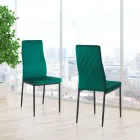 6 Chaises de Salon en Tissu Microfibre Effet Velours Vert - Calabria Viadurini