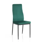 6 Chaises de Salon en Tissu Microfibre Effet Velours Vert - Calabria Viadurini