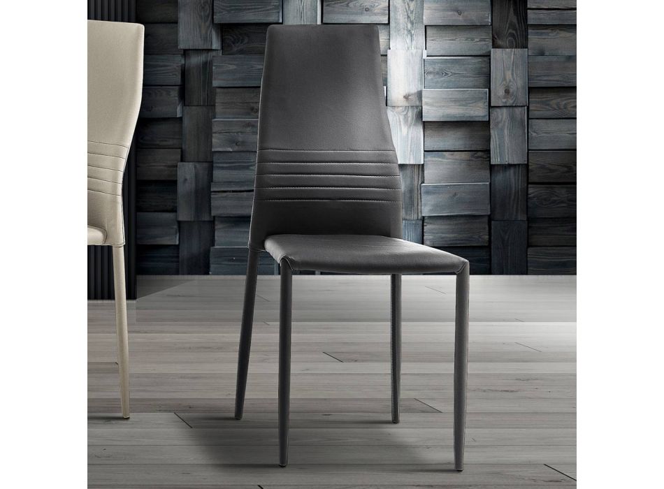 6 chaises empilables en simili cuir coloré design moderne pour le salon - Merida Viadurini