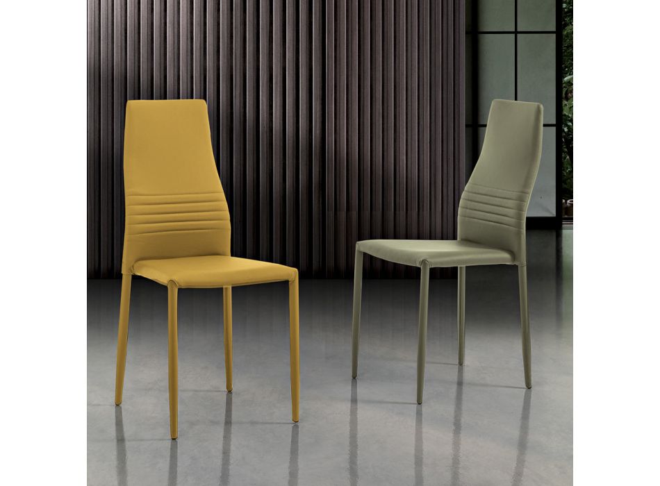 6 chaises empilables au design moderne en similicuir coloré pour salon - Merida