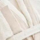 Peignoir col châle en coton éponge avec volant en lin et monogramme - Douceur Viadurini