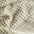 Peignoir à capuche en coton nid d'abeille avec volant en lin - Peluche Viadurini