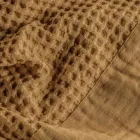 Peignoir à capuche en coton nid d'abeille avec volant en lin - Peluche Viadurini